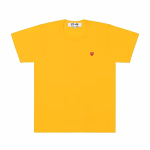 Gelbes CDG-T-Shirt mit rotem Mini-Farbton