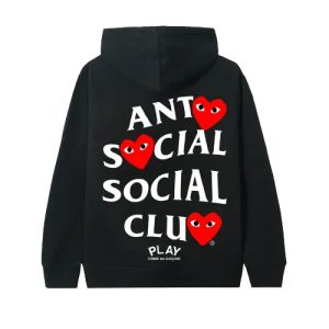 ASSC X COMME des GARCONS Schwarzer Kapuzenpullover