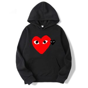 CDG-Kapuzenpullover mit rotem und grauem Herz
