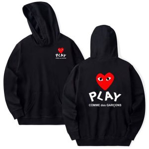 CDG Play Kapuzenpullover mit beidseitigem Aufdruck