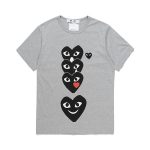 CDG Play SS26 T-Shirt Grau Mehrfarbig Schwarze Herzen