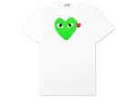 CDG Play T-Shirt mit rotem Herz-Emblem – Weiß Grün