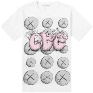 CDG x KAWS T-Shirt Weiß-Rosa-Grau