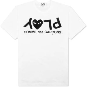 Weißes T-Shirt mit umgekehrtem CDG Play-