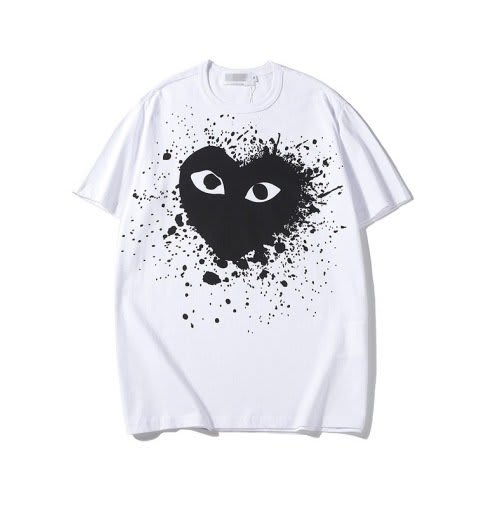 Comme des Garçons weißes Hemd mit Paint-Heart-Motiv Comme des Garçons weißes Hemd mit Paint-Heart-Motiv