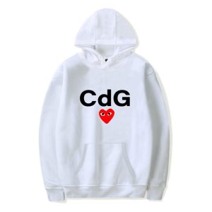 Kapuzenpullover mit rotem CDG-Herzaufdruck auf der Vorderseite