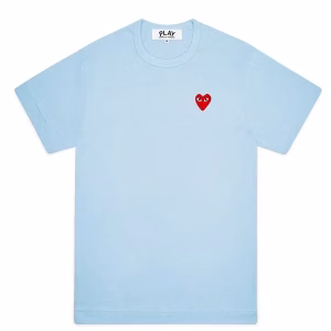 Blaues CDG-T-Shirt mit rotem Mini-Farbton