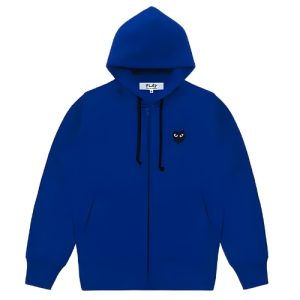 CDG Blue Zip-Hoodie mit großem Herz
