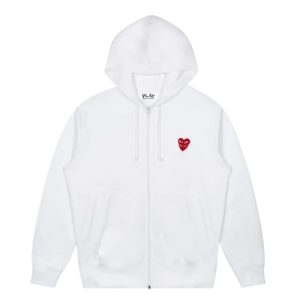 CDG Play Double Heart Zip-Hoodie Weiß
