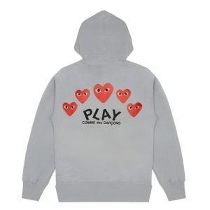Comme des Garçons Play Multi-Logo-Zip-Hoodie Grau