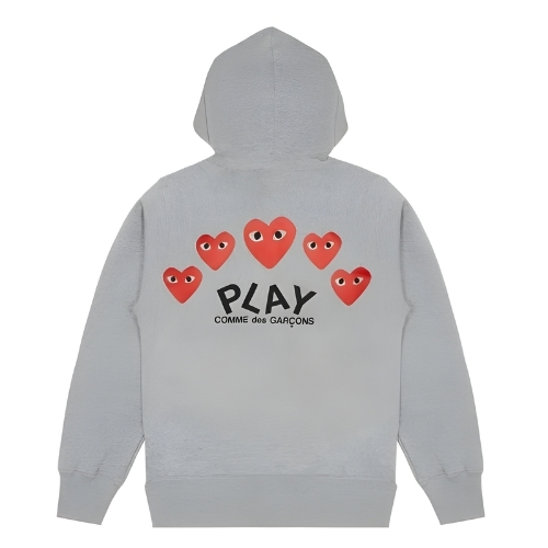 Comme des Garçons Play Multi-Logo-Zip-Hoodie Grau Comme des Garçons Play Multi-Logo-Zip-Hoodie Grau
